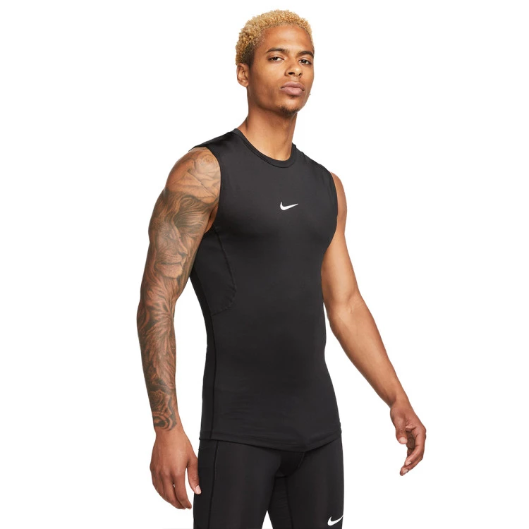 camiseta-nike-pro-dri-fit-tight-black-white-0