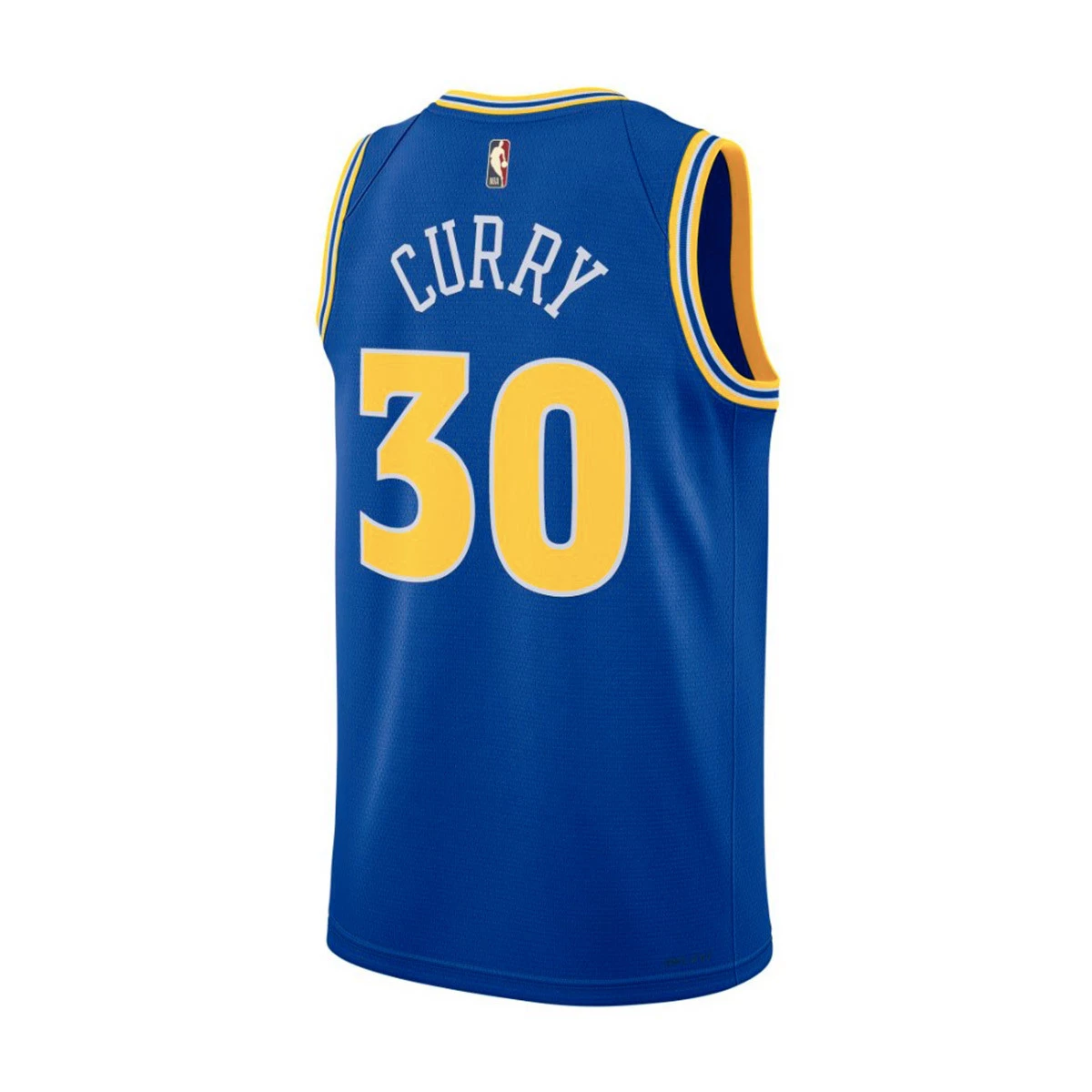 Jersey Nike Golden State Warriors Hardwood Classics Stephen Curry Blue Yellow White Basketball Emotion