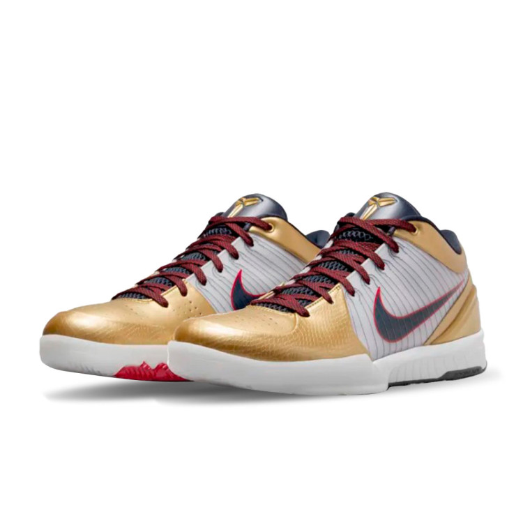 Tenis Nike Kobe 4 Protro Gold Metal White Dark Obsidian Varsity Red Basketball Emotion